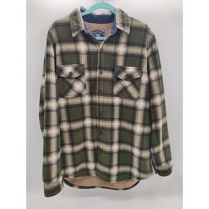 Freedom Foundry Men's L/G Green‎ Plaid Sherpa Lined Fleece Shirt Jacket